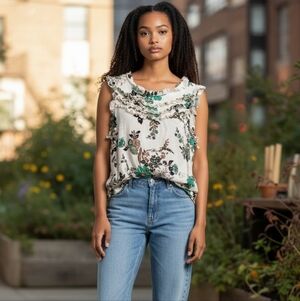 Southern Stitch Floral Ruffle Women's Blouse